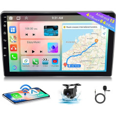 Hikity 8 Core 4GB + 64GB Android 13 Car Radio for Peugeot 407 2004-2011 Radio Wireless CarPlay Android Car Bluetooth Hands-Free Kit 9 Inch Screen GPS WiFi SWC USB Type-C DSP