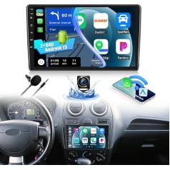 2+64G CAMECHO Android 13 Car Radio for Ford Fiesta Focus Transit Connect Kuga Mondeo Smax, 9 Inch Wireless Carplay Navi Bluetooth Radio with Android Car WiFi GPS FM/RDS Mirror Link SWC + Reversing