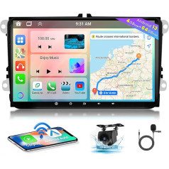 Hikity 8 Core 4+64GB Android 13 Car Radio for VW Golf 5 6 Passat Polo Tiguan Touran Caddy Skoda Radio Wireless CarPlay Android Car Bluetooth Hands-Free Kit 9 Inch Screen GPS WiFi Type-C DSP