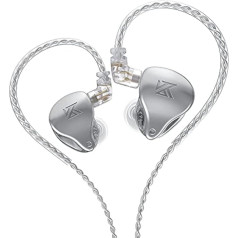 LINSOUL KZ AST 24 Units Balanced Armature Combination In-Ear Earphones IEM with Detachable 2-Pin 0.75 Cable for Musicians Audiophile (Without mic, Silver)
