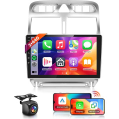 Hodozzy Carplay Android Car Radio for Peugeot 307 2002-2013 with Sat Nav, 9 Inch Touchscreen with Mirror Link/Android Car/WiFi/GPS/RDS/FM/Bluetooth/USB/DSP + Reversing Camera