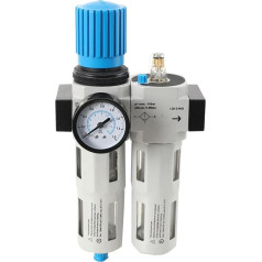 TABODD G 1/2 Air Compressor Filter Water Separator Oiler 2-Piece Maintenance Units Pressure Regulator with Pressure Gauge (G 1/2 / Automatic Drainage with Float)