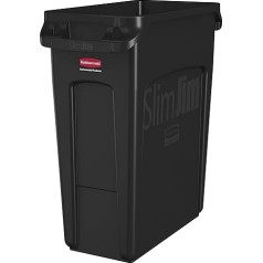 Rubbermaid Commercial Products 1955959 60 Litre Vented Slim Jim Plastic Wheelie Bin - Black