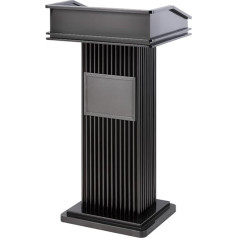 Lectern Stainless Steel Standing Desk with Shelf, Modern Lectern for Classroom, Conference, Wedding, 59 x 47 x 112 cm (Black)
