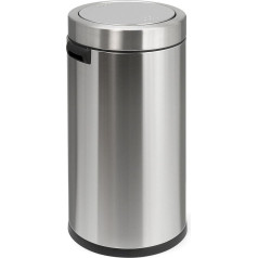 simplehuman CW1442 55L Swing Top Bin, Brushed Heavy-Gauge Stainless Steel, W 37.6cm x H 74.2cm x D 37.6cm