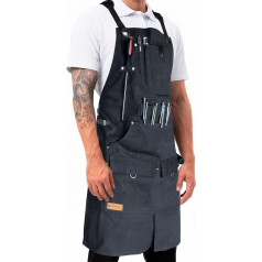 FIGHTECH® Work Apron with Tool Pockets - Heavy Duty Apron for Woodworkers, Mechanics, Blacksmiths, Carpenters - M-XXL, Black, black