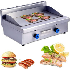 Commercial Propane Gas Grill Plate, 2 Stainless Steel Burners, Table Gas, Portable Table Grill, Large Non-Stick Steel Grill Plate, Teppanyaki Cooking Plate, Portable Flat Stainless Steel Grill Plate