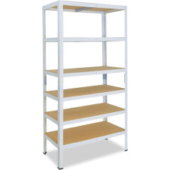 shelfplaza® Home Heavy Duty Shelving Unit with 6 Shelves / Basement Shelving Metal Garage Shelf Workshop Shelf or Shelf Storage Shelving Metal with 145 kg Load Capacity 200 x 40 x 30 cm White
