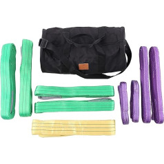 Lifting Straps Set 10 Pieces with Bag | 1 t, 2 t & 3 t Load Capacity | 2 m & 4 m Length | Lifting Strap Lifting Sling Slip