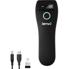 LENVII Bluetooth Barcode Scanner Portable Wireless Barcode Reader Wireless 1D/2D/QR Code Scanner Barcode Reader Win/Android/iOS for Shop, Supermarket, Warehouse