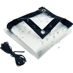 Waterproof Tarpaulin Transparent, Transparent Tarpaulin with Eyelets for Outdoor Use, PE Tarpaulin Weatherproof Foldable Plastic Tarpaulin with 5 m Elastic Ropes Weatherproof Snow (3 x 6 m)