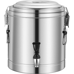 304 Stainless Steel Double Layer Insulation Bucket, Stainless Steel Beverage Dispenser with Faucet, Handle and Lid, for Coffee, Cold Milk, Water, Juice (50L)