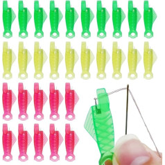 30 Stück Fischmaulmaschinennadeleinfädler Kunststoff Nähnadeln Faden DIY Einfädelwerkzeug für Handnähen, Bastelbedarf (rot, grün und gelb)