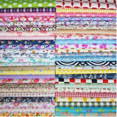 50 x Cotton Patchwork Fabric Squares DIY Fabric Packet for Sewing with a Variety of Patterns 25 x 25 cm