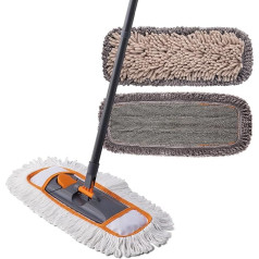 Cleanhome Wet & Dry Mop for Household, Floor Mop Set with 3 Different Washable Mop Pads and Extendable Long Handle, Wiper Floor, Mop for Hardwood, Marble, Tile Floor Moping.