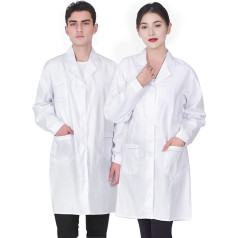 Y8HM White Doctor's Coat Laboratory Coat Women Men Protective Clothing Chemical Cotton Long Sleeve with Buttons & Pocket Medical Work Wear for Laboratory Hygiene & Coat