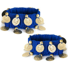 MyBeautyworld24 Belly Dance Hand Chain Bracelet, Hand Jewellery Bracelets with Gold-Coloured Coins (Pair)