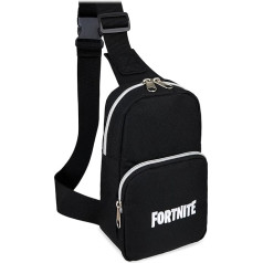 Fortnite Boys Shoulder Bag with 2 Compartments & Adjustable Strap - Children's Gift, black