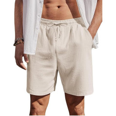 COOFANDY Men's Summer Cotton Shorts with Elastic Band Lightweight Summer Shorts Casual Trousers with Pockets