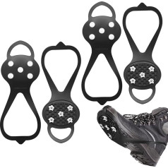 2 pairs of non-slip shoe spikes, Grödel crampons for mountain shoes with 5 teeth, non-slip shoe claws, ice grips, ice spikes for shoes, boots, non-slip spikes for covering for hiking, outdoor