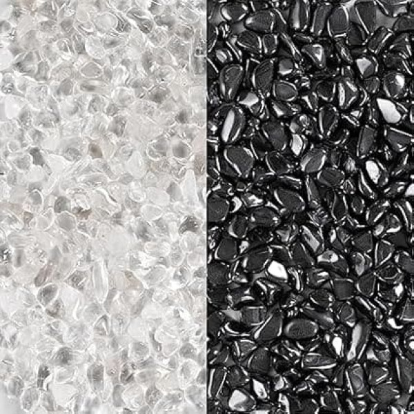 PURAJA Charging Stones and Unloading Stones | Premium Hematite and Rock Crystal | 100% Genuine Gemstones | Handpicked Mix | For Loading and Unloading Gemstones, Healing Stones, Tumbled Stones