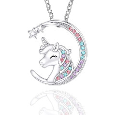 MAKOBLESSMOMO Unicorn Crescent Moon Necklace for Girls, You are Magical Unicorn Jewellery Gifts for Girls, Mothers, Daughter, Granddaughter, Niece, Sterling Silver