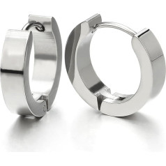 Hinged Ring - Hoop Earrings - Earrings for Men and Women - Stainless Steel - 1 Pair - Polished