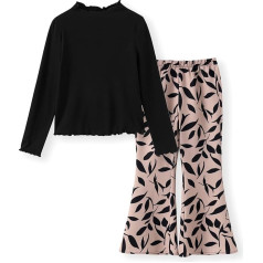 PATPAT Girls' Clothing Sets - Long Sleeve Top Girls, Flared Trousers, Children's Clothing Girls, Gifts for Girls Outfit, Girls, School Clothing, Party Clothing, 4-5 Years, 105-110 cm