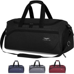 FIORETTO 43L Sports Bag & Travel Bag for Men and Women with Shoe Compartment & Wet Compartment, Waterproof Bag for Training Bag, Gym, Travel, Swimming, Sauna, Football, black
