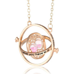 ysister Time Turner, Time Turner Chain, Hermione, Hourglass Necklace, 360 Degree Time Converter, Hourglass Pendant, Wizard Potter with Hourglass Props, Cosplay Fans, Zinc