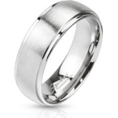 Bungsa Ring Brushed Stainless Steel with 2 Highly Polished Outer Rings Jewellery Ring for Women and Men Silver (Ring Women's Ring Partner Rings Engagement Rings Wedding Rings Women's Ring Surgical Steel)