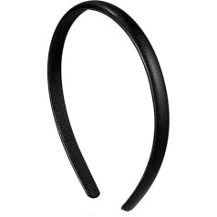 Non-Slip Hairband Vintage French Leather Hair Bands with Thin Edge, Plain, Simply Pressed Hair Accessories (Color : Black, Size : 11.5x1.2cm)