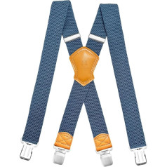 SULIHUA Suspenders for Men, Men and Women Shoulder Strap, 4 cm Wide, Long X-shaped, Adjustable and Elastic, 4 Heavy Duty Metal Clips for Men and Women Workwear, Jeans, Trousers, Jumpsuit, blue