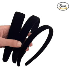 Goiern Pack of 3 Velvet Headbands for Women, Black, Solid, Simple Headband for Girls, Wide, Medium and Thin Headband, Women, Fashion Hair Accessories for Women and Girls