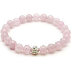 BERGERLIN Genuine Natural Stone Bracelet with 925 Sterling Silver Beads and 8 mm Natural Stone Beads - With Certificate of Authenticity