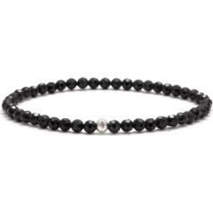 BERGERLIN Genuine Natural Stone Bracelet with 925 Sterling Silver Pearl Bracelet, for Men and Women, with Certificate of Authenticity