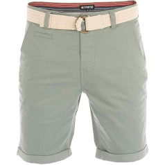 riverso RIVHenry Men's Chino Shorts with Belt, Regular Fit Bermuda Shorts, Button Placket, Stretch, Blue, Navy, Red, Green, Orange, Beige, Grey, 30, 31, 32, 33, 34, 36, 38, 40, 42