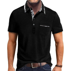 Comilaka Men’s Short Sleeve Polo Shirt, Contrasting Colour T-Shirts with Pocket, Classic Summer Polo