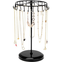BELLE VOUS Jewellery Stand Black (23 Hooks) – Jewellery Tree 34.8 x 20.5 cm – Jewellery Holder Chain Storage – Chain Stand Jewellery – Jewellery Stand – Chain Holder Jewellery