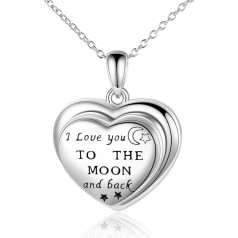 URONE Photo Lockets Sterling Silver Sunflower/Snowflakes/Dandelion/I Love You to the Moon and Back/Giraffe/Moon and Sun/Flower Picture Locket Necklace Memory Pendant Birthday Gifts for Women Wife Mum