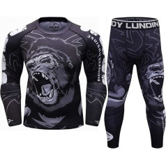 Cody Lundin Compression Set Men's Long Sleeve Compression Shirt and Trousers Top Long Sleeve Sports Tight Base Layer Quick Drying Fitness Suit for Men