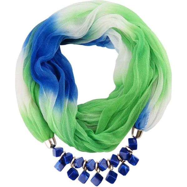 MoreChioce Fashion Pendant Scarf, Tie Colour Chiffon Shawl with Rhinestone Beads Jewellery Fringe Scarf Women Round Scarf Necklace Scarf Bandana Neckerchief