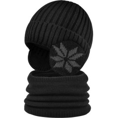 Heveer Children's Slip-On Hat Scarf Hat Balaclava for Children from 4 Years Fleece Wool Hat Knitted Hat Winter Hat Boys