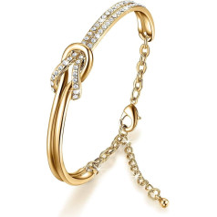 NINAMAID Women's Bracelet with Clear Swarovski Crystals Element Gold-Plated Bracelet for Women 7 Inches