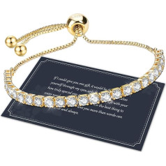 J.Fée Glitter 5A Cubic Zirconia Tennis Bracelet Women's Silver Tennis Bracelet Bracelets Women's Crystal Bracelet Gift for Christmas Mother's Day Birthday Anniversary with Box, Silver Gold Rose Gold