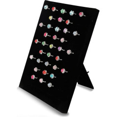 NCOALE Jewellery Tray, Black Velvet Ring Holder with 50 Card Slots, Jewellery Box, Jewellery Display, Jewellery Organiser, Ring, Earrings, Storage Ring Display