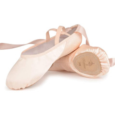 Ballet shoes pink ballet slippers dance shoes made of satin with band split leather sole for children and adults in size 25-44