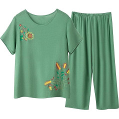 HAOLEI 2024 2-Piece Women's Summer Cotton and Linen, Muslin Set, Large Sizes, Cheap Summer Outfits, Elegant Chic, Printed Top and Trouser Suit, Casual Fashion Leisure Suit
