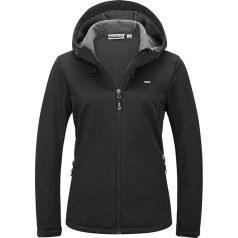 33,000ft Women's Fleece Lined Softshell Jacket, Waterproof Functional Jacket, Bicycle Jacket with Hood, Windproof Transition Jacket, Windbreaker for Cycling, Hiking