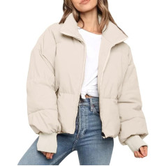 Lapirek Women's Puffer Jacket Short Black Beige Winter Warm Quilted Thick Winter Jacket Winter Warm Transition Women's Jackets Outdoor Long Sleeve Cotton Jacket Jackets for Women
